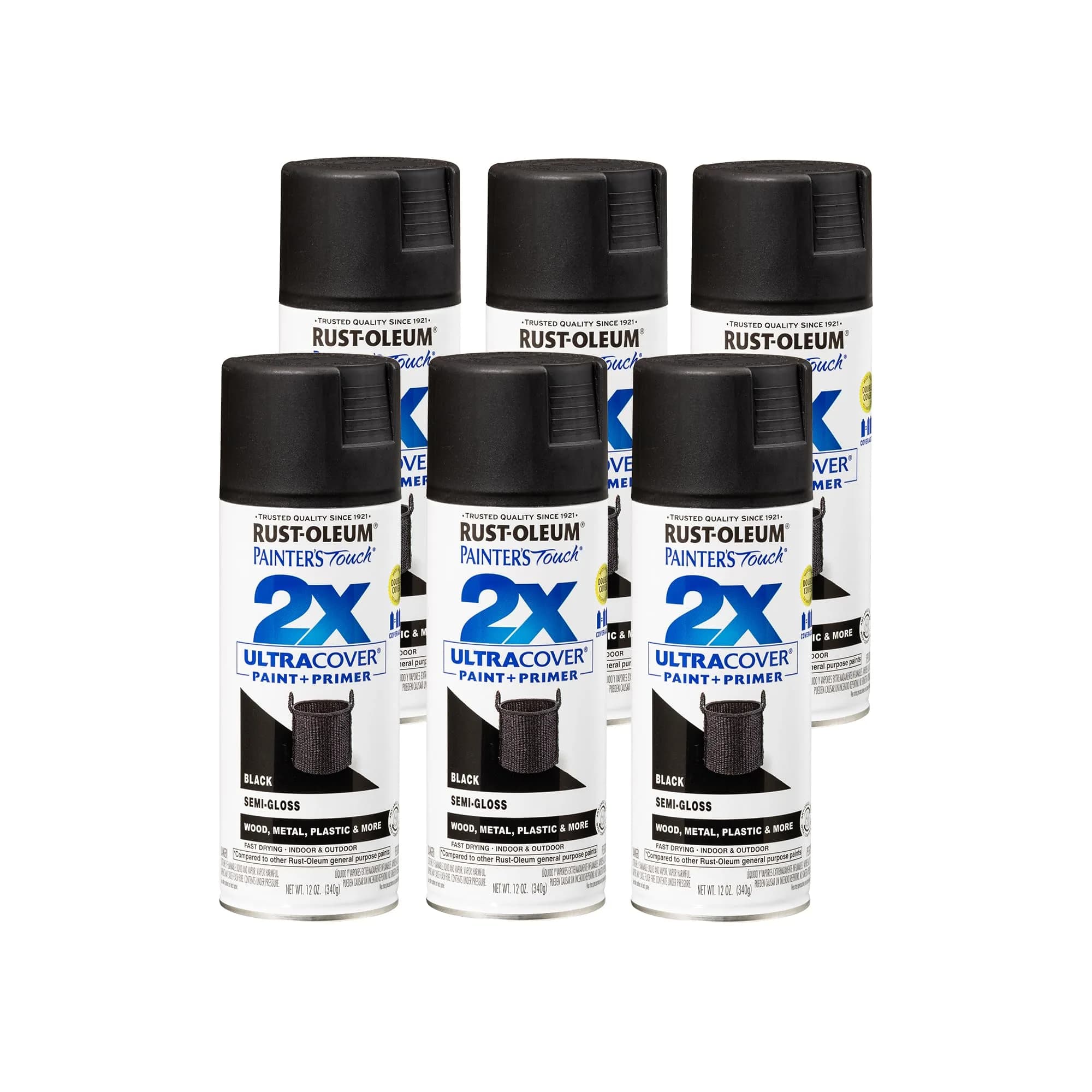 Rust-Oleum Painter's Touch 2X Ultra Cover Spray Paint, Semi-Gloss Black, 340g (12 Oz) - main product image