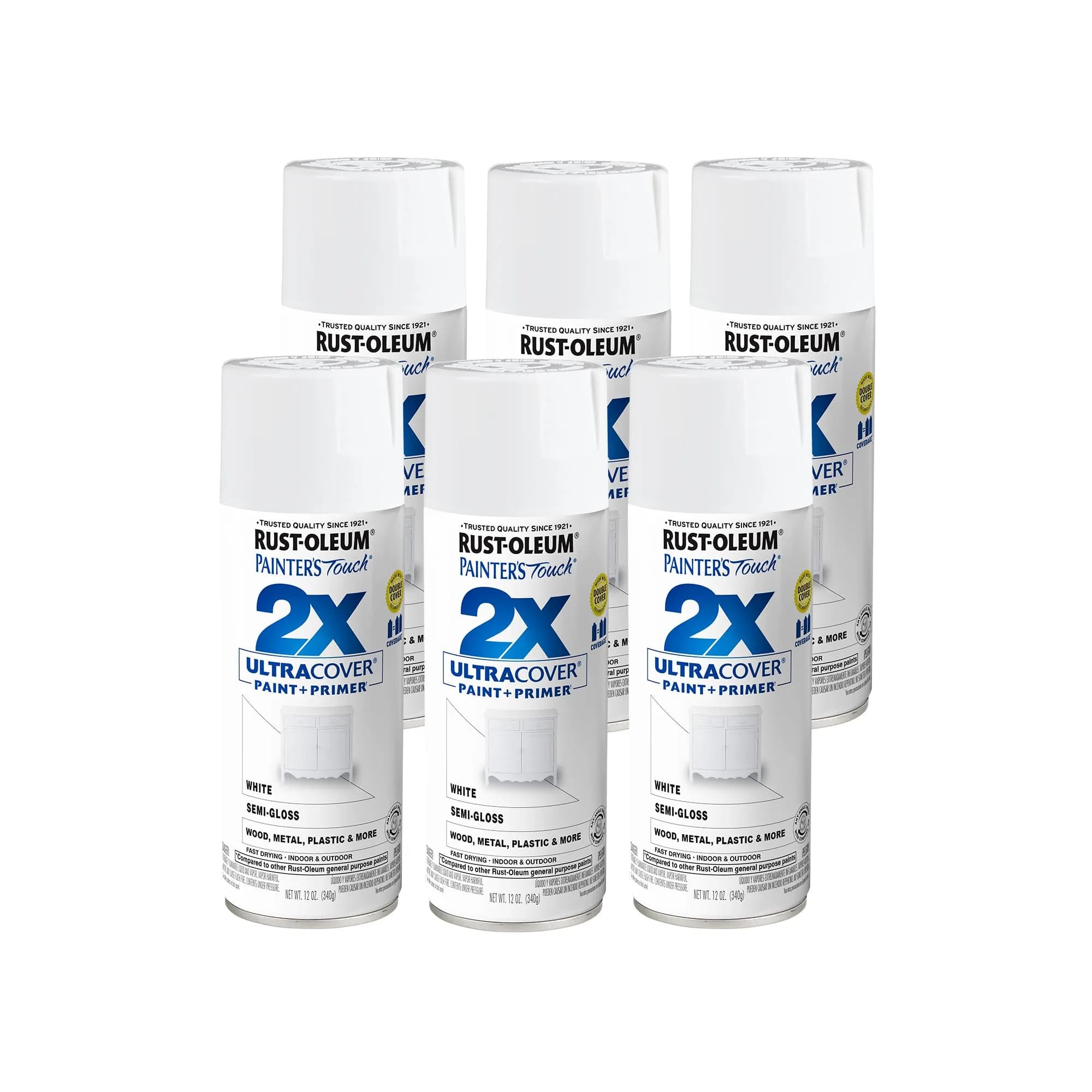 Rust-Oleum Painter's Touch 2X Ultra Cover Spray Paint, Semi-Gloss White, 340g (12 Oz) - main product image