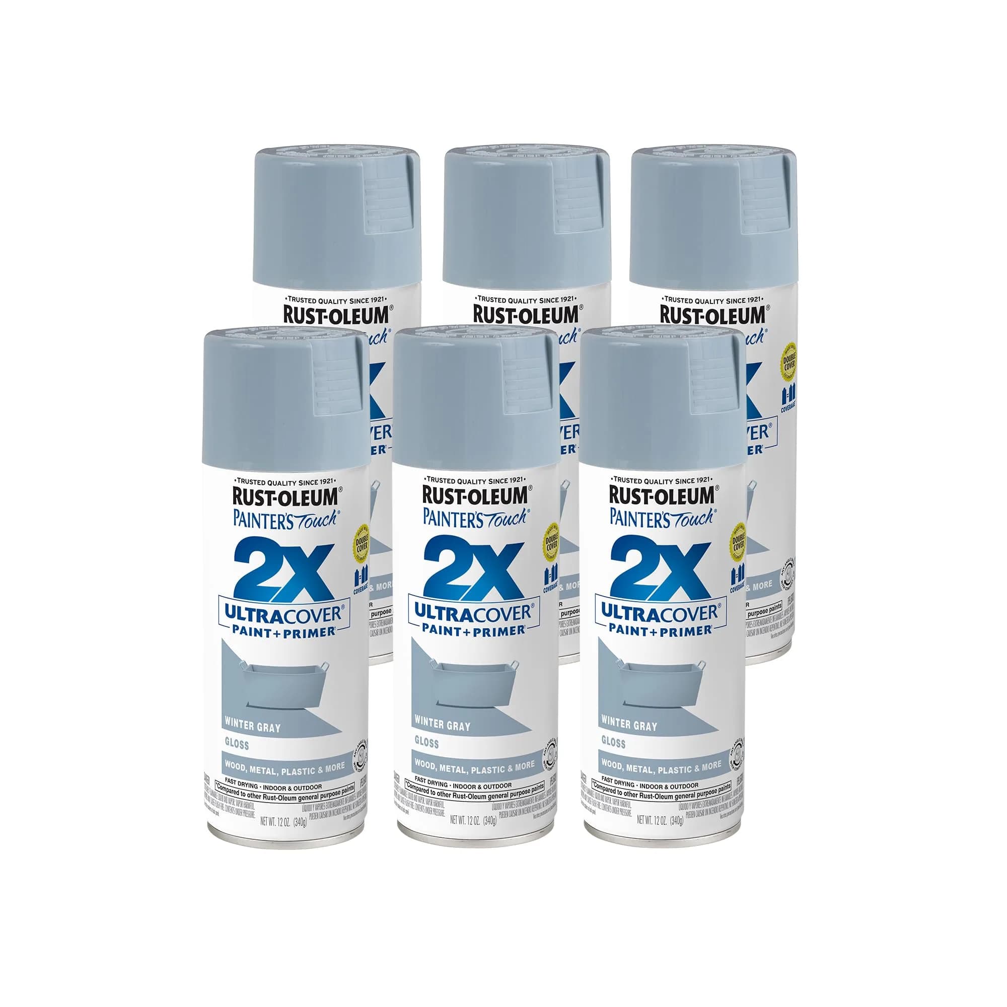 Rust-Oleum Painter's Touch 2X Ultra Cover Spray Paint, Gloss Winter Gray, 340g (12 Oz) - main product image