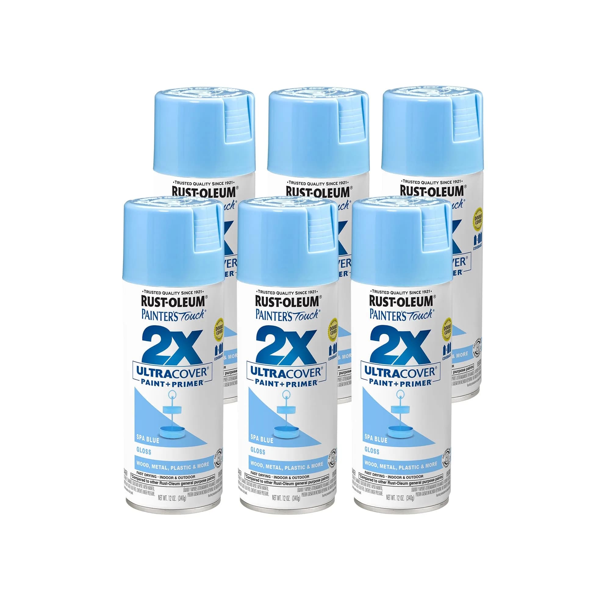 Rust-Oleum Painter's Touch 2X Ultra Cover Spray Paint, Gloss Spa Blue, 340g (12 Oz) - main product image