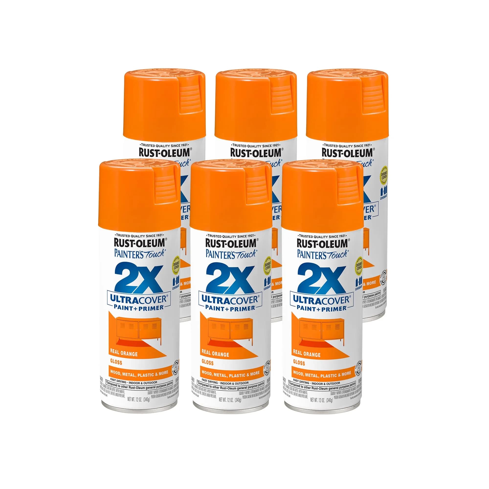 Rust-Oleum Painter's Touch 2X Gloss Real Orange Spray Paint, 340g (12 Oz) Aerosol Can - main product image