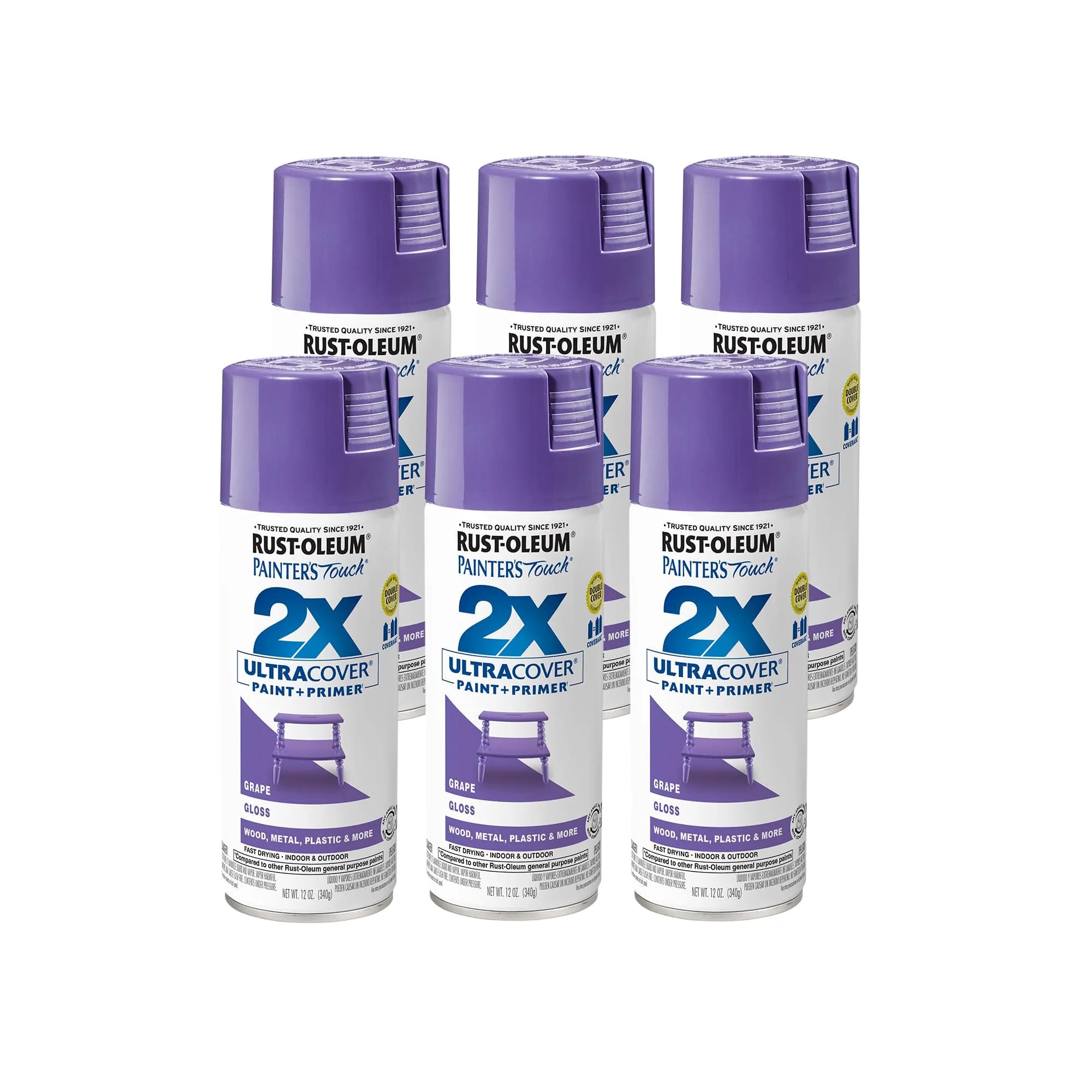 Rust-Oleum Painter's Touch 2X Ultra Cover Spray Paint, Gloss Grape, 6 Pack - main product image
