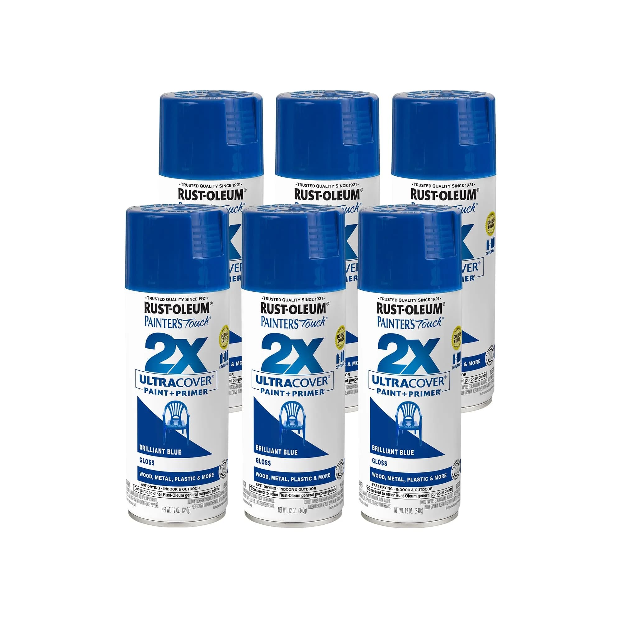 Rust-Oleum Painter's Touch 2X Ultra Cover Brilliant Blue Gloss Spray Paint - 6 Pack - main product image