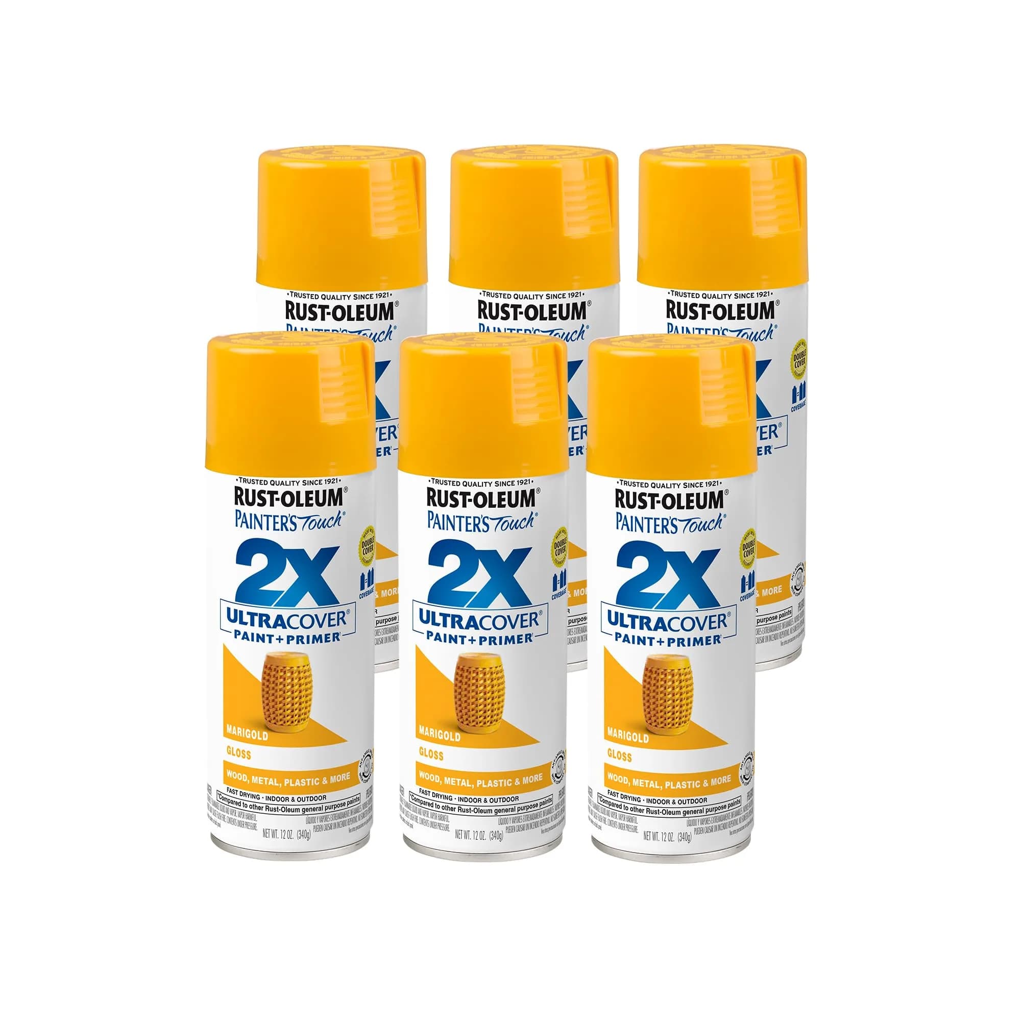 Rust-Oleum Painter's Touch 2X Ultra Cover Spray Paint, Gloss Marigold, 340g (12 Oz) Aerosol Can - main product image