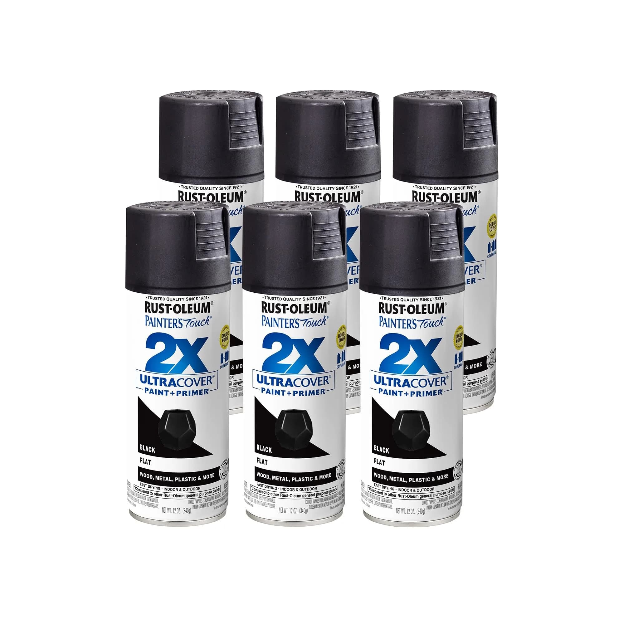 Rust-Oleum Painter's Touch 2X Ultra Cover Flat Black Spray Paint, 340g (12 Oz) - Single Can - main product image