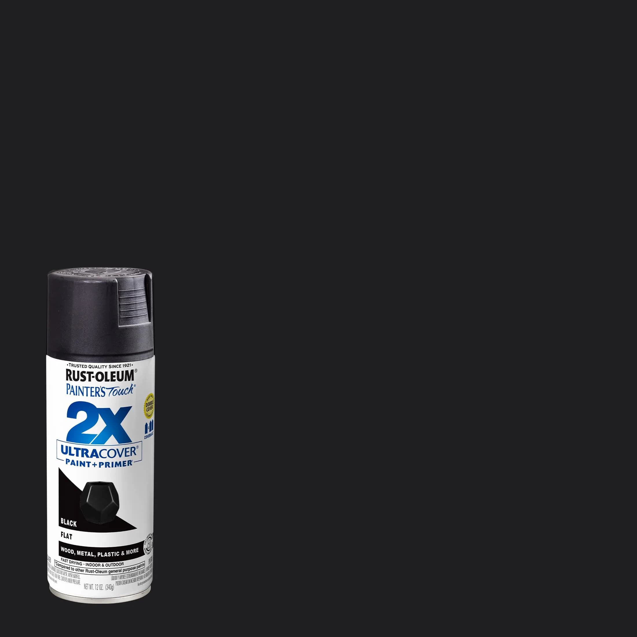 Rust-Oleum Painter's Touch 2X Ultra Cover Flat Black Spray Paint, 340g (12 Oz) - Single Can - view 2
