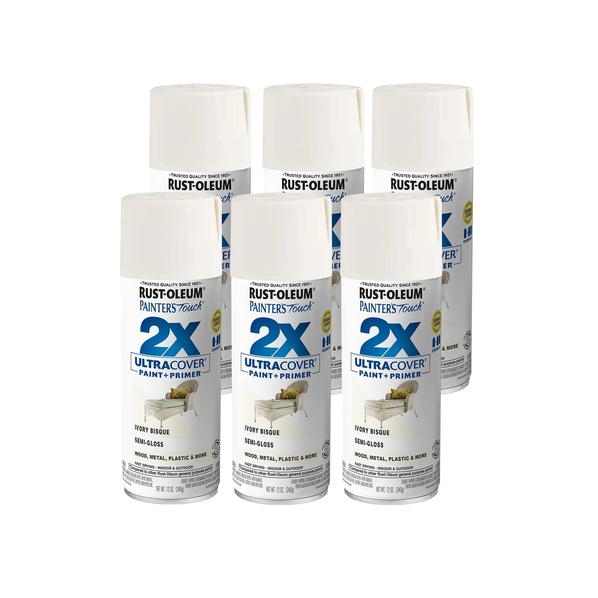Rust-Oleum Painter's Touch 2X Semi-Gloss Ivory Bisque Spray Paint, 340g (12 Oz) - main product image