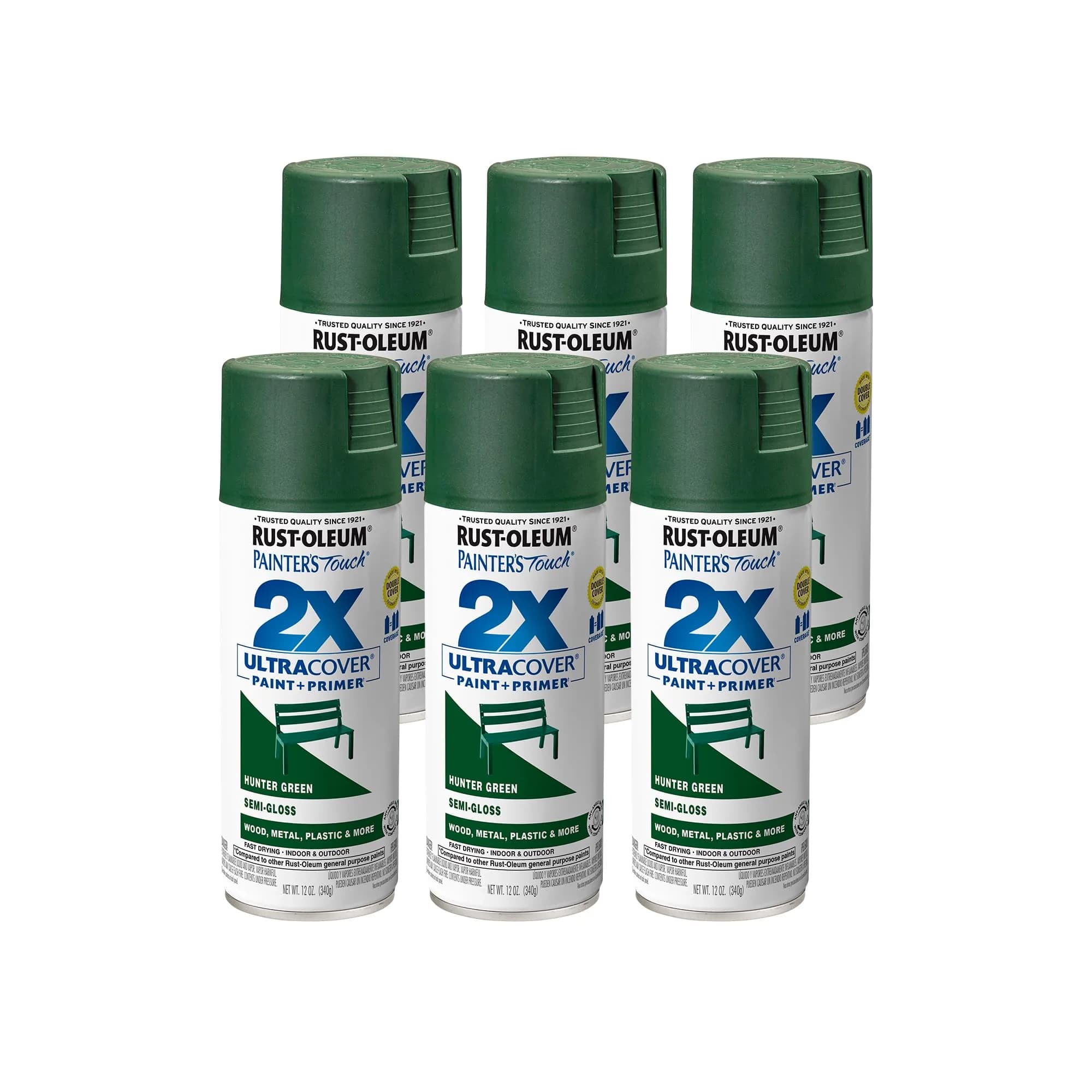 Rust-Oleum Painter's Touch 2X Ultra Cover Spray Paint, Semi-Gloss Hunter Green, 340g - main product image
