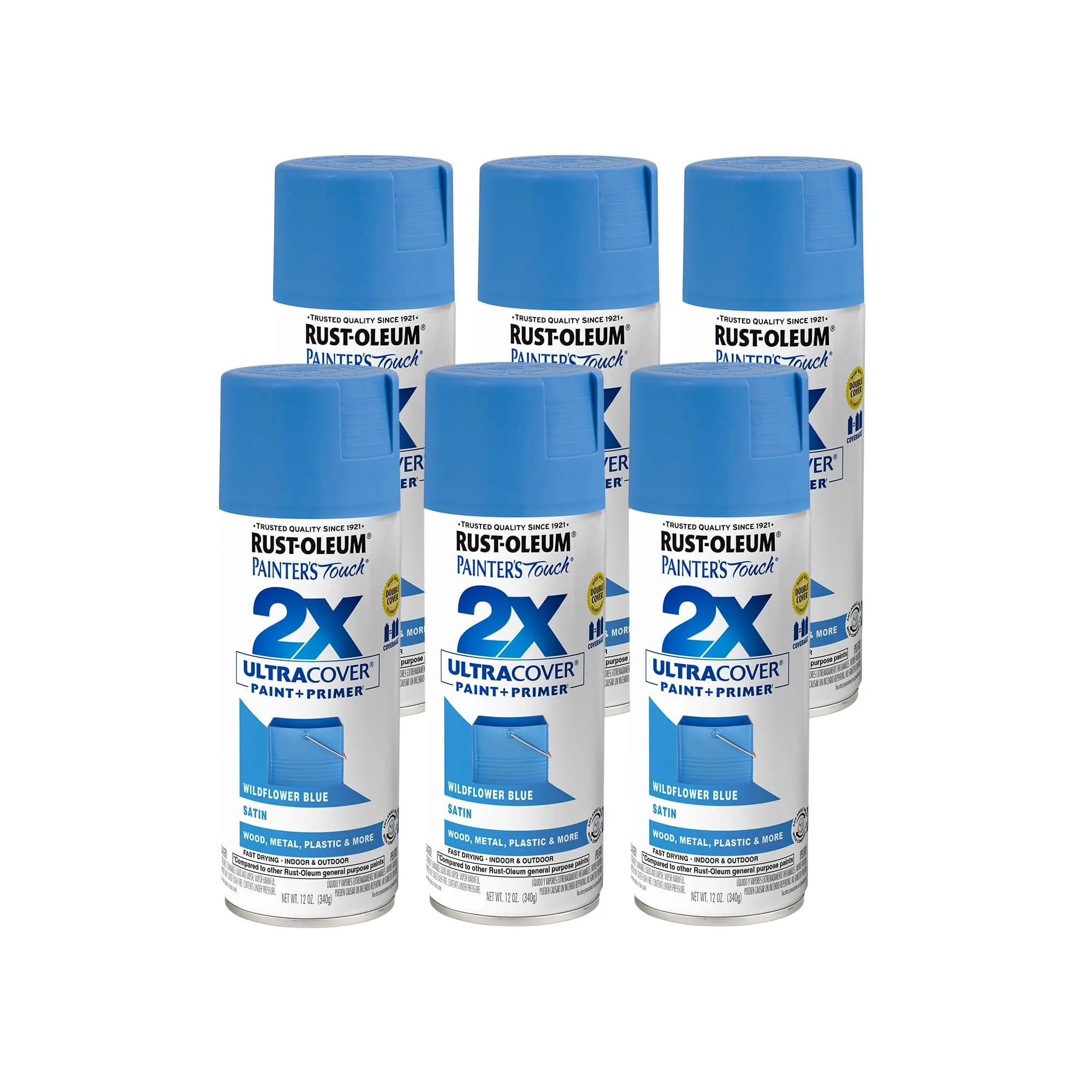 Rust-Oleum Painter's Touch 2X Ultra Cover Satin Wildflower Blue Spray Paint, 340g (12 Oz) - main product image