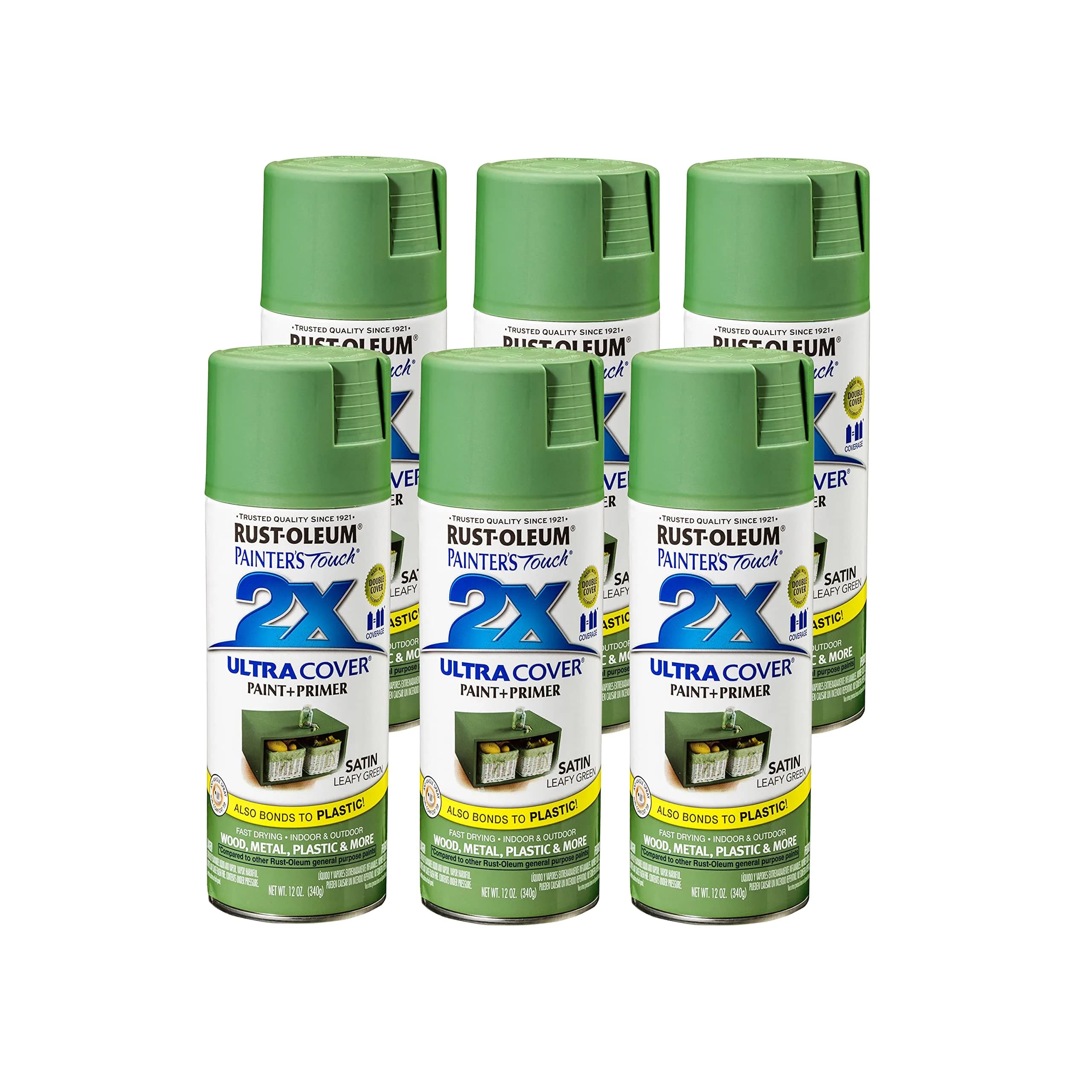 Rust-Oleum Painter's Touch 2X Satin Leafy Green Spray Paint - 340g (12 Oz) - main product image