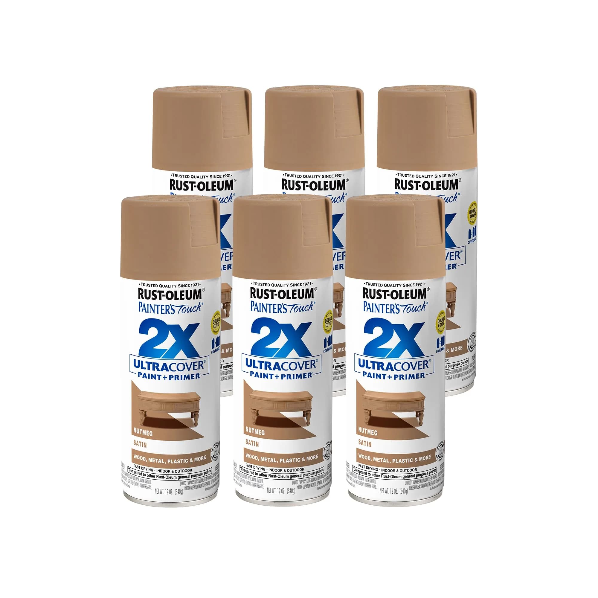 Rust-Oleum Painter's Touch 2X Ultra Cover Satin Nutmeg Spray Paint, 340g (12 Oz) - main product image