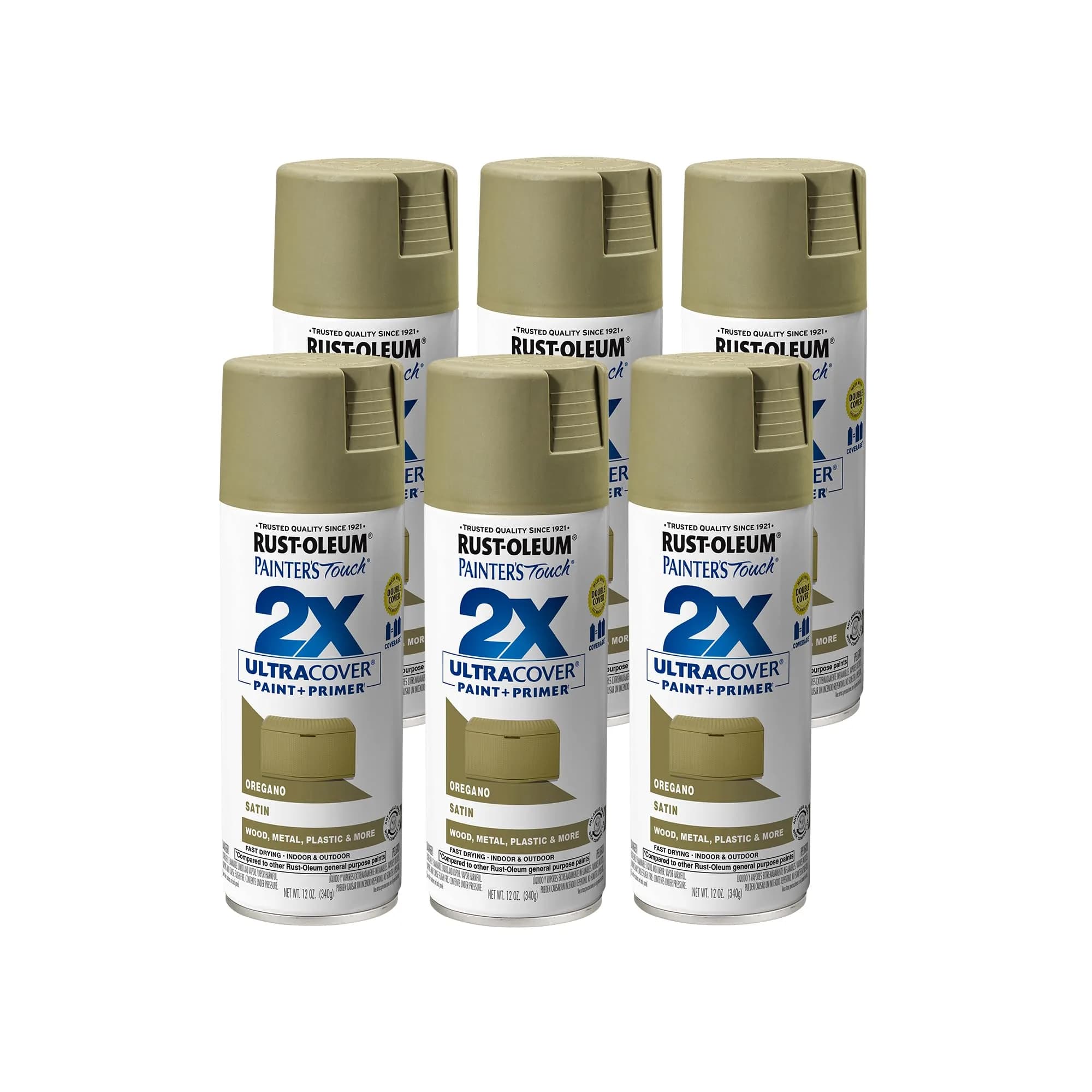 Rust-Oleum Painter's Touch 2X Ultra Cover Satin Oregano Spray Paint, 340g (12 Oz) - main product image