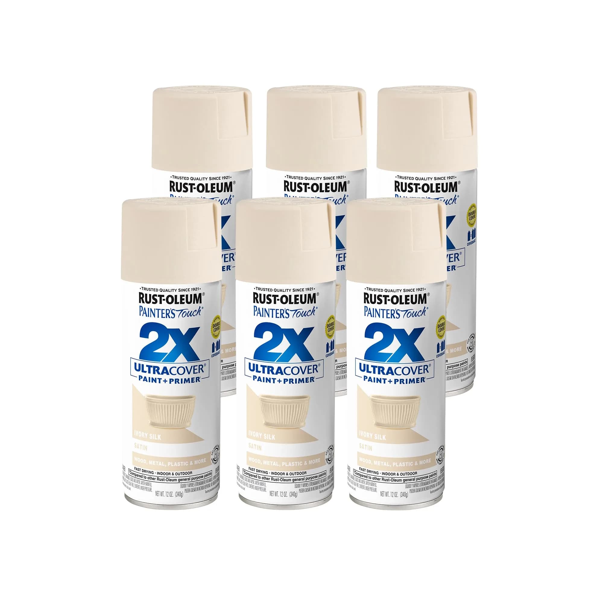 Rust-Oleum Painter's Touch 2X Ultra Cover Spray Paint, Satin Ivory Silk, 340g (12 Oz) - main product image