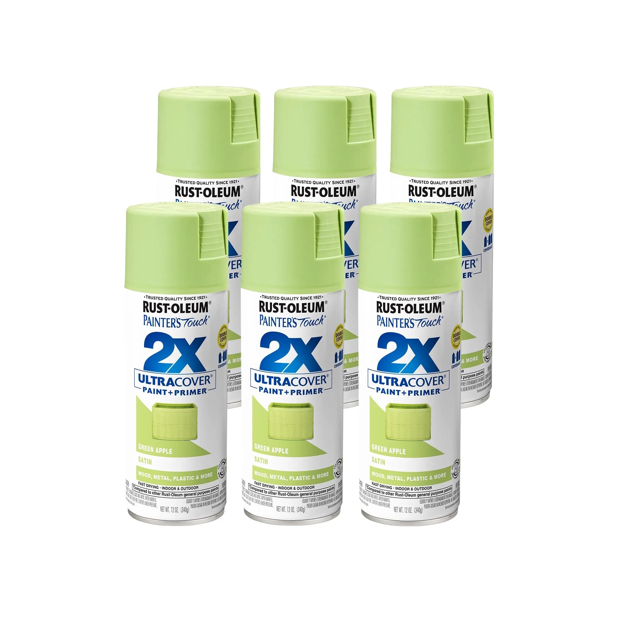 Rust-Oleum Painter's Touch 2X Ultra Cover Satin Green Apple Spray Paint - 340g (12 Oz) - main product image