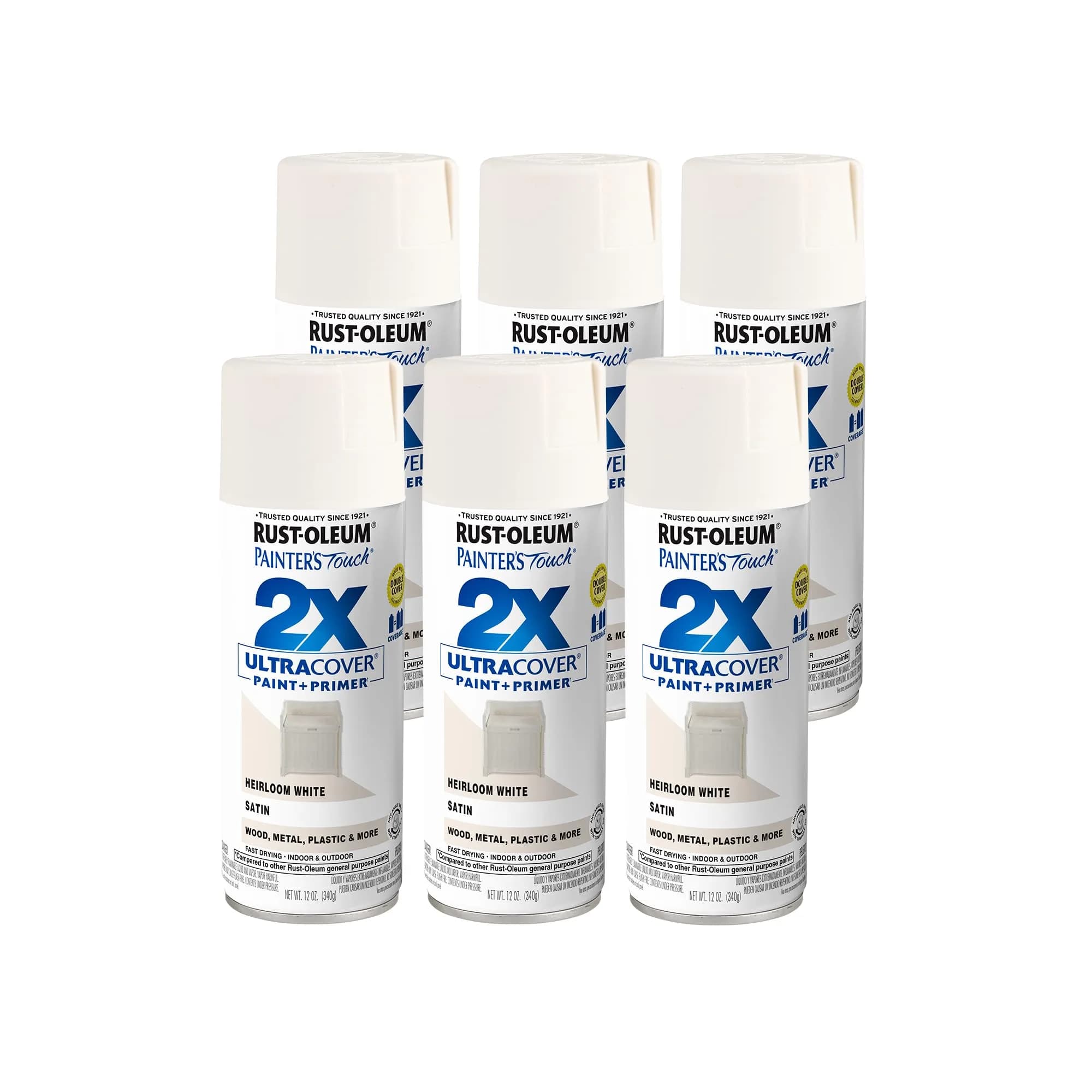 Rust-Oleum Painter's Touch 2X Satin Heirloom White Spray Paint, 340g (12 Oz) - Single Can - main product image