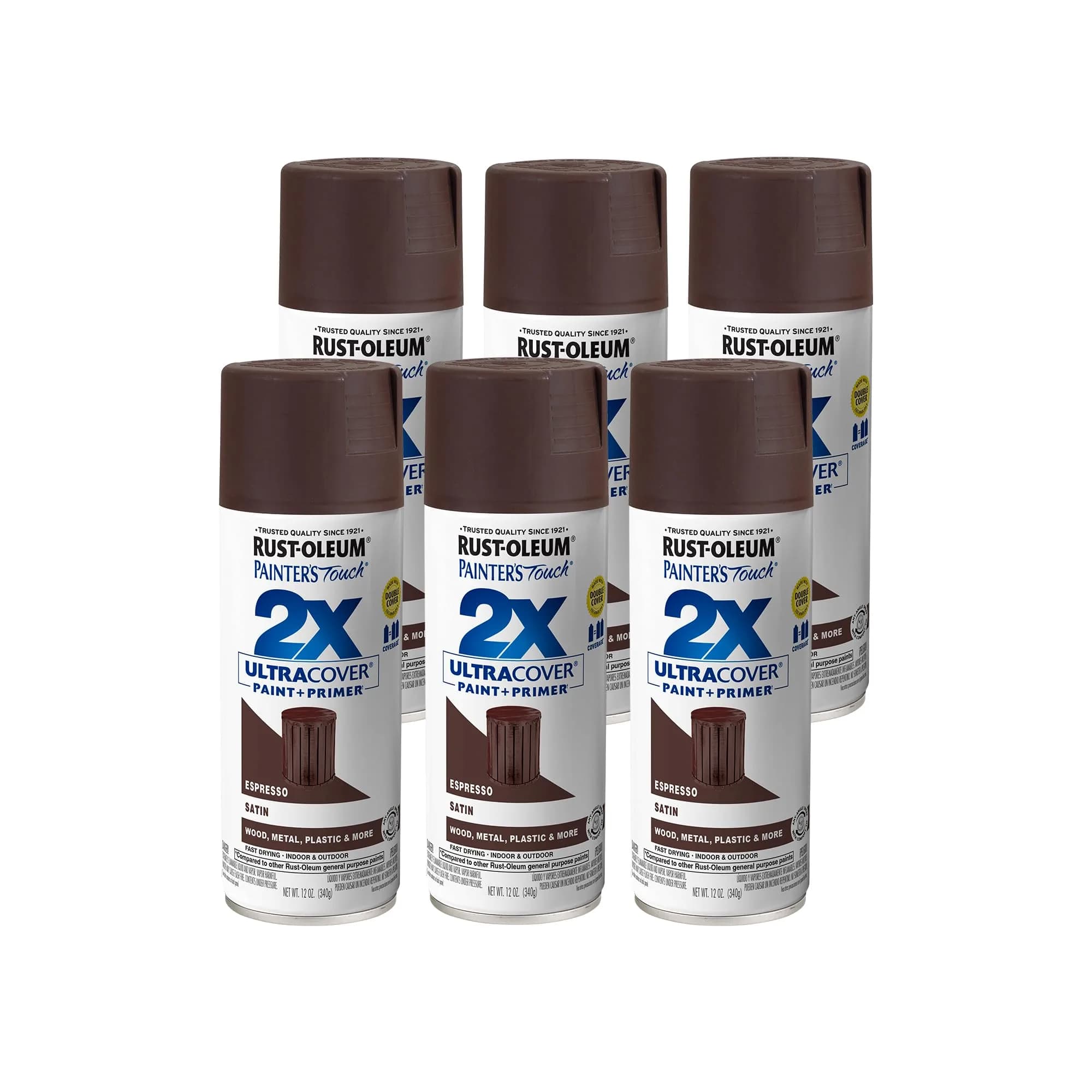 Rust-Oleum Painter's Touch 2X Satin Espresso Spray Paint - 340g (12 Oz) Aerosol Can - main product image