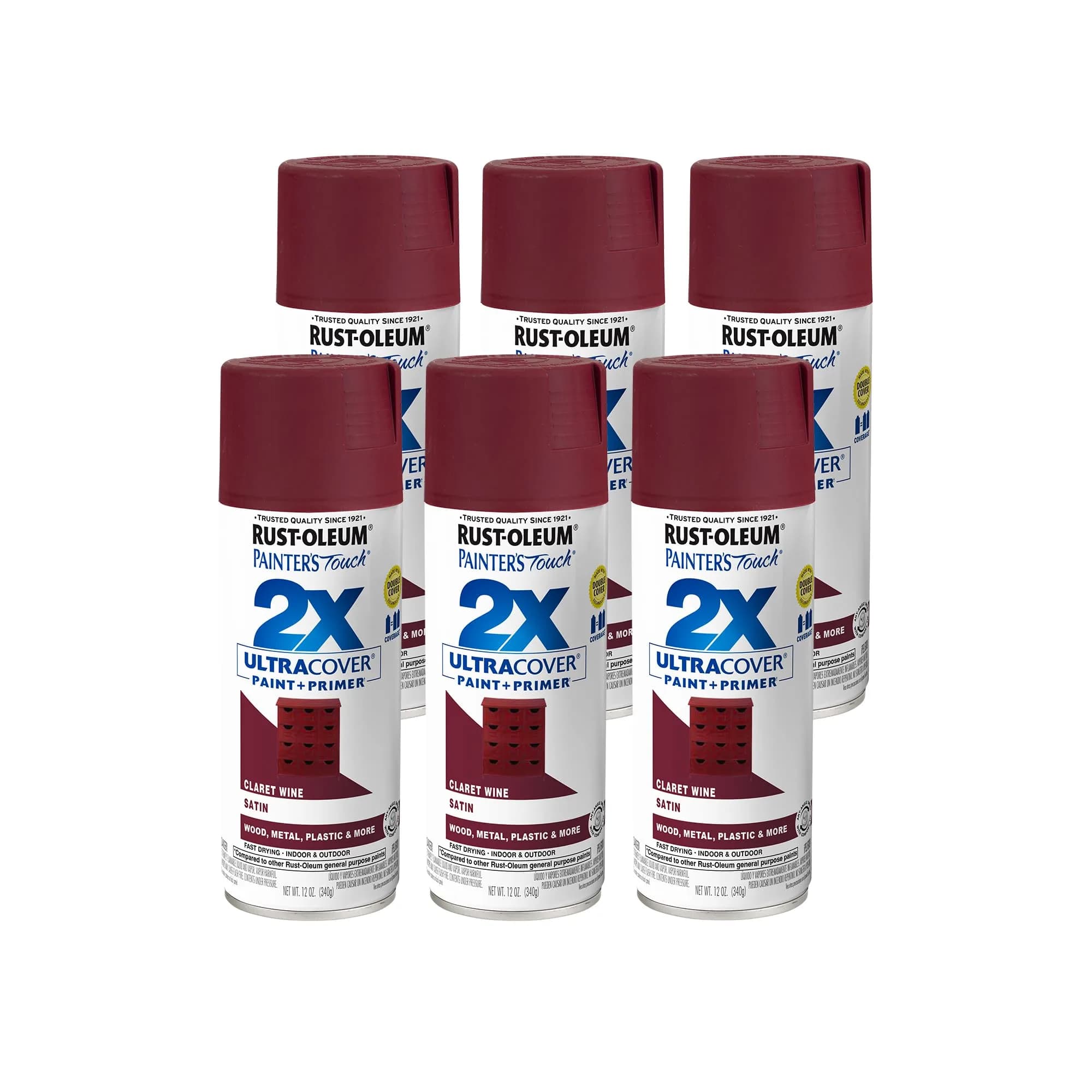 Rust-Oleum Painter's Touch 2X Satin Claret Wine Spray Paint, 340g (12 Oz) - Single Can - main product image