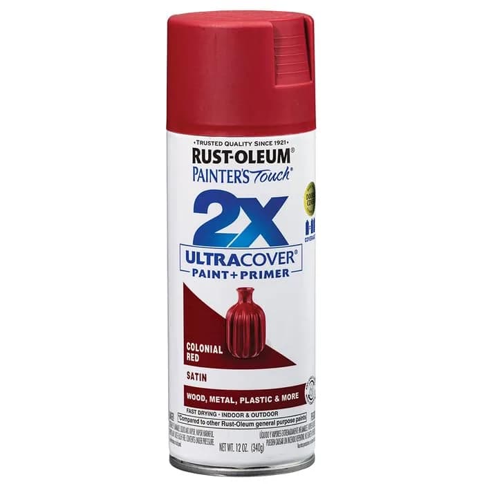 Rust-Oleum Painter's Touch 2X Satin Colonial Red Spray Paint, 340g (12 Oz) - main product image