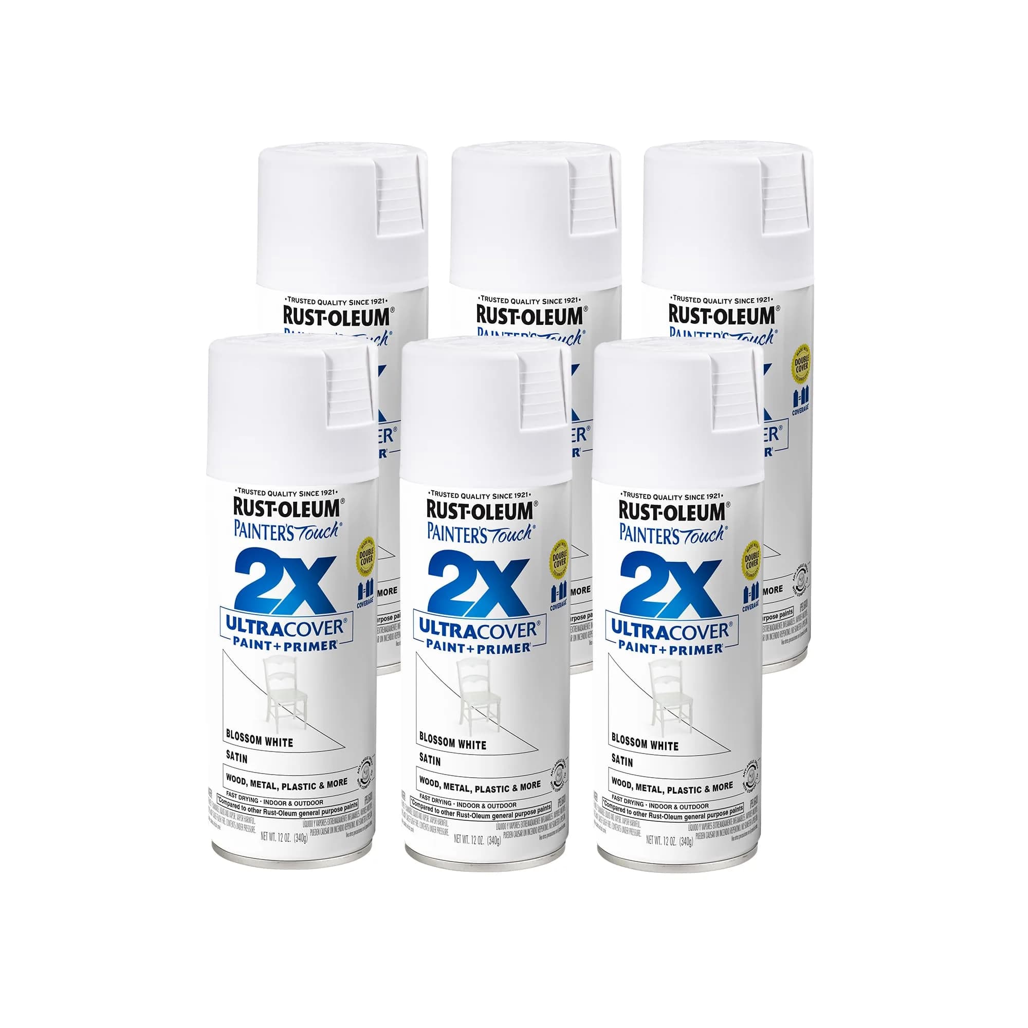 Rust-Oleum Painter's Touch 2X Ultra Cover Satin Blossom White Spray Paint - 340g (12 Oz) - main product image