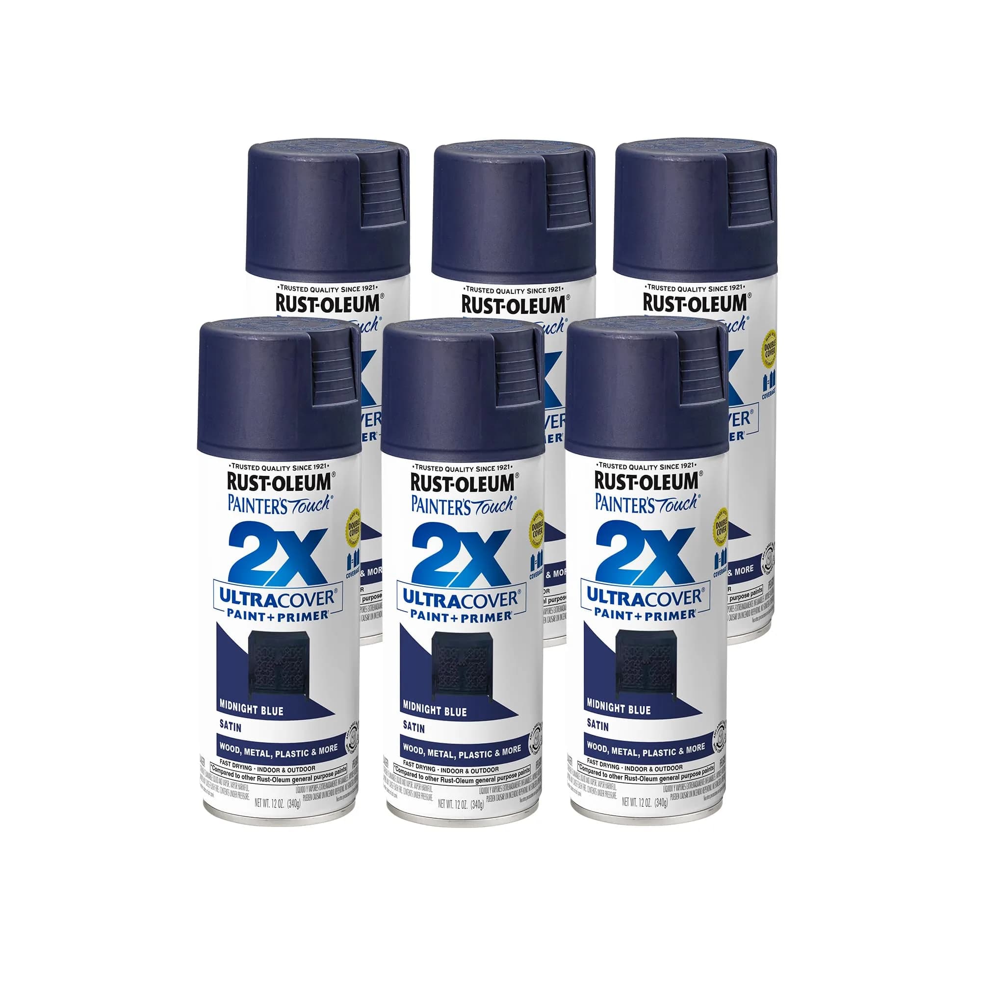 Rust-Oleum Painter's Touch 2X Ultra Cover Satin Midnight Blue Spray Paint, 340g - main product image