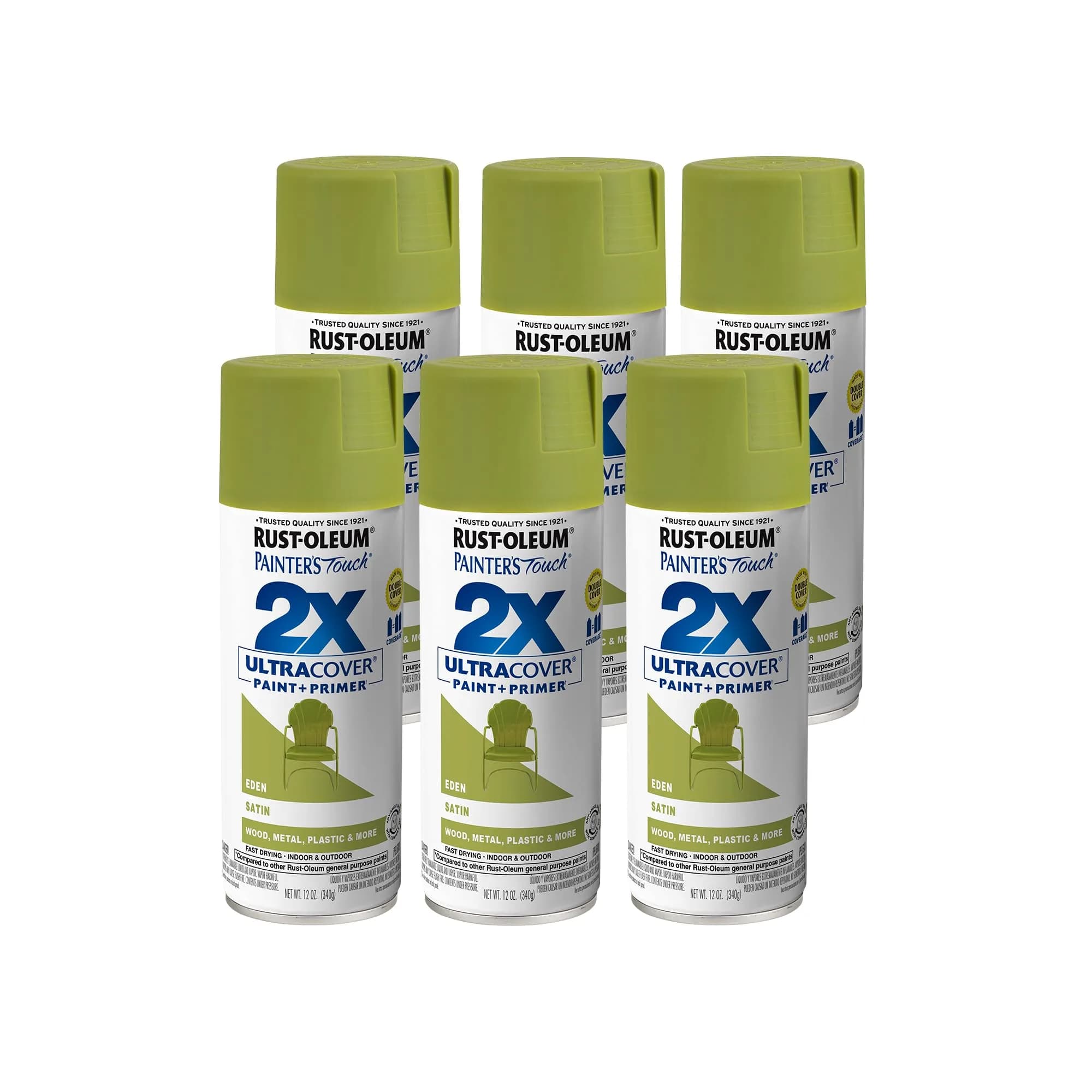 Rust-Oleum Painter's Touch 2X Satin Eden Spray Paint - 340g Can | Satin Finish - main product image