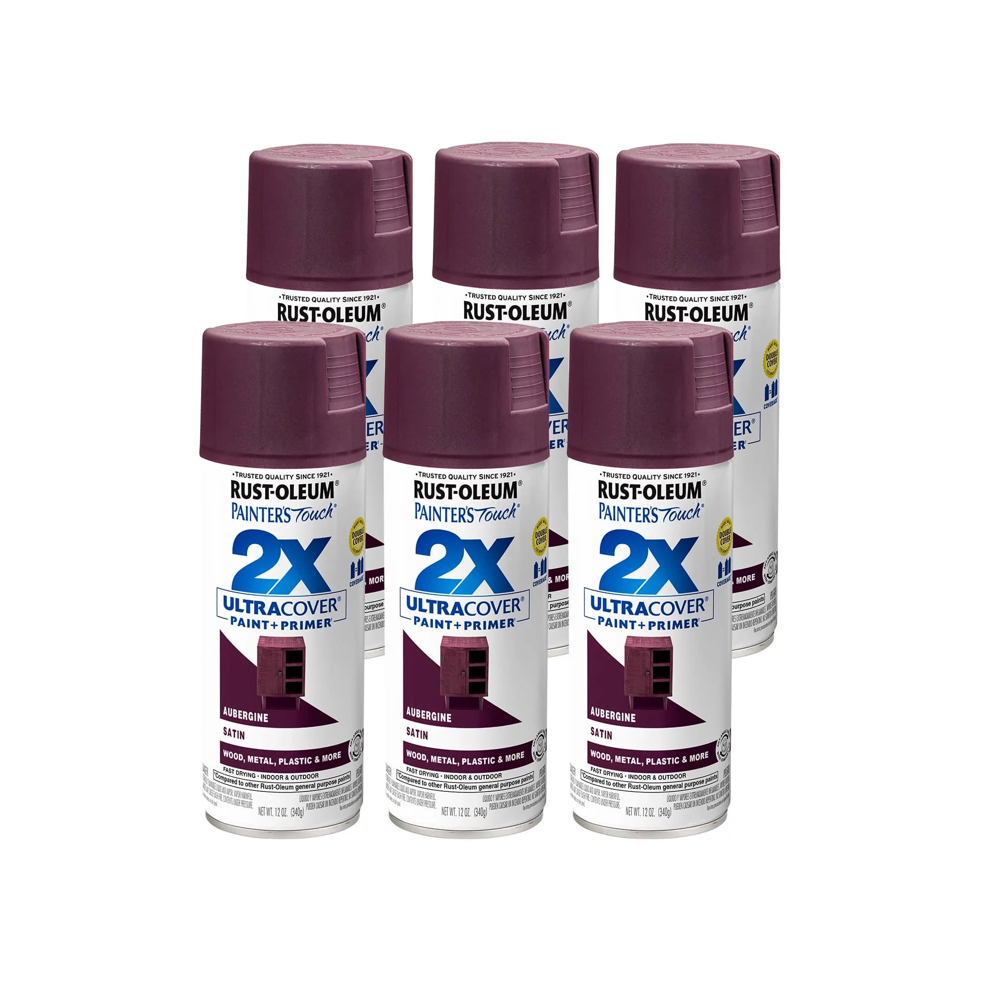 Rust-Oleum Painter's Touch 2X Satin Aubergine Spray Paint - 340g (12 Oz) - main product image