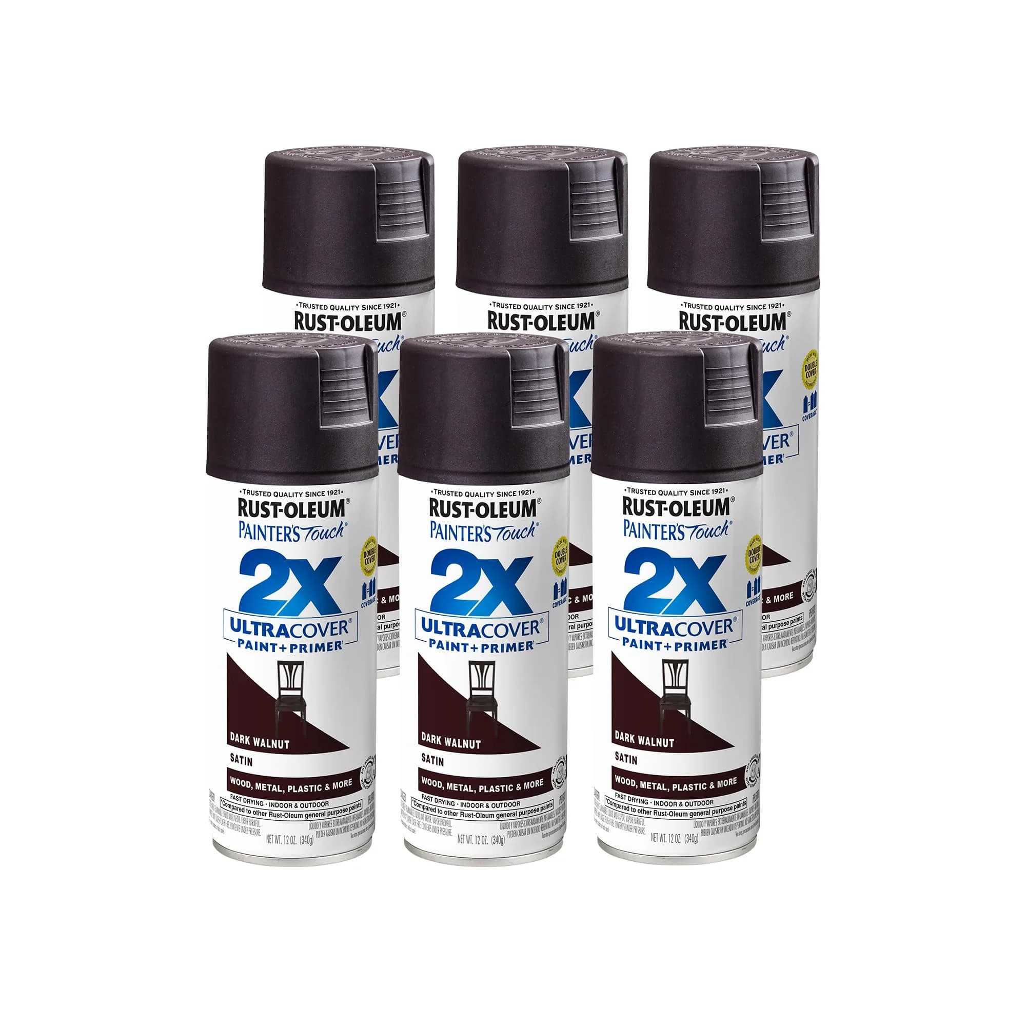 Rust-Oleum Painter's Touch 2X Satin Dark Walnut Spray Paint - 340g (12 Oz) - main product image