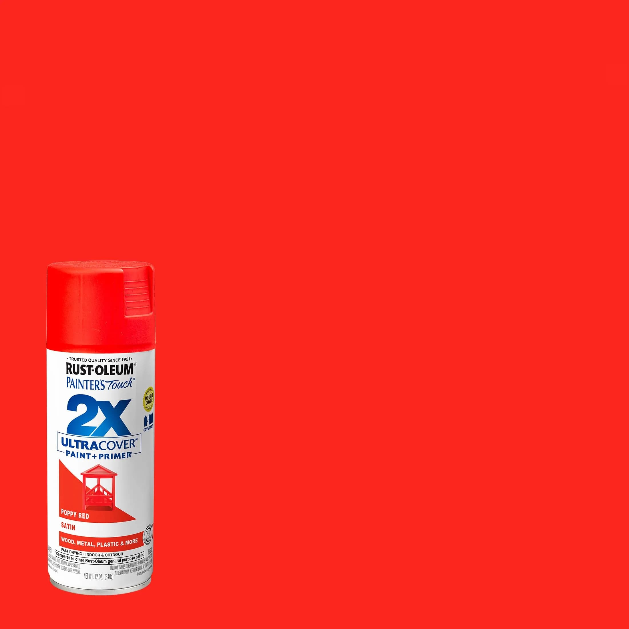 Rust-Oleum Painter's Touch 2X Satin Poppy Red Spray Paint, 340g (12 Oz) - view 2