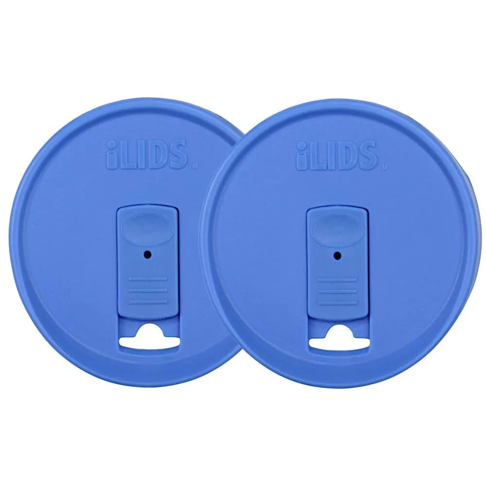 iLIDS Mason Jar Drink Lid, Wide Mouth, Gray, 2 Pack | Spill-Resistant, Food-Safe, USA Made — Periwinkle