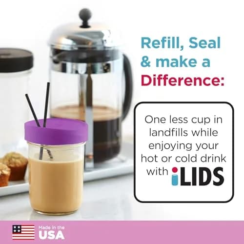 iLIDS Mason Jar Drink Lid, Wide Mouth, Mulberry, 2 Pack, BPA-Free USA Made | Spill-Resistant, Reusable & Dishwasher Safe thumbnail 4