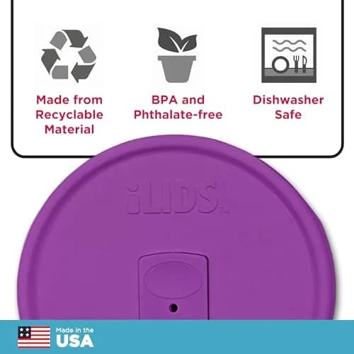iLIDS Mason Jar Drink Lid, Wide Mouth, Mulberry, 2 Pack, BPA-Free USA Made | Spill-Resistant, Reusable & Dishwasher Safe thumbnail 5