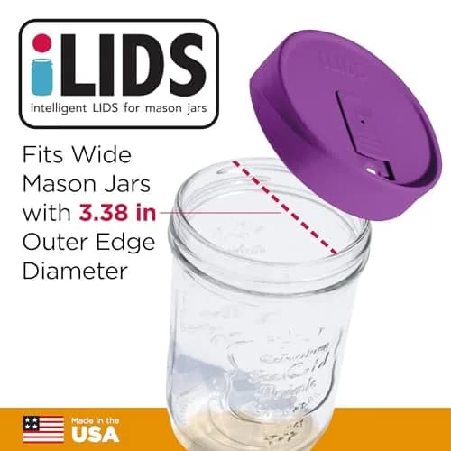 iLIDS Mason Jar Drink Lid, Wide Mouth, Mulberry, 2 Pack, BPA-Free USA Made | Spill-Resistant, Reusable & Dishwasher Safe thumbnail 2
