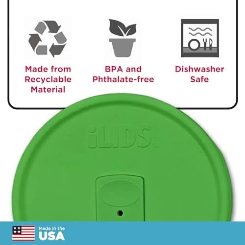 iLIDS Mason Jar Drink Lid, Wide Mouth, Grass Green, 2 Pack, BPA-Free | Spill-Resistant, Reusable & Made in USA thumbnail 5