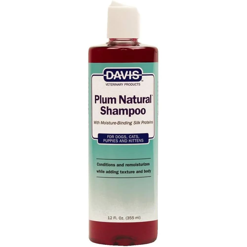 Davis Manufacturing Pet Shampoo Plum Natural 12 oz | Moisture & Shine for Cats & Dogs