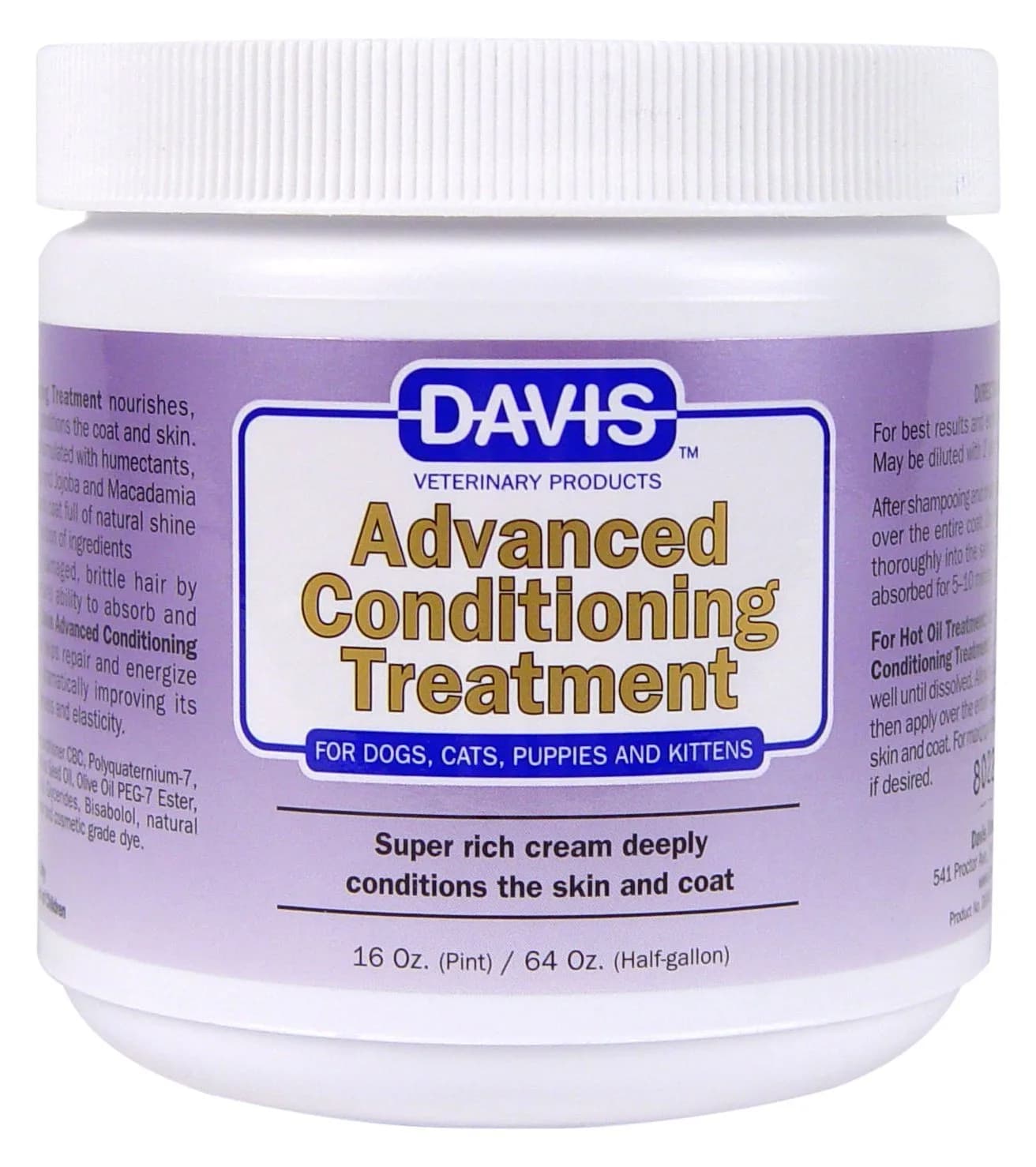 Davis Manufacturing Advanced Conditioning Treatment for Pets, 16 oz | Deep Moisture & Shine for Dogs & Cats — 16 oz