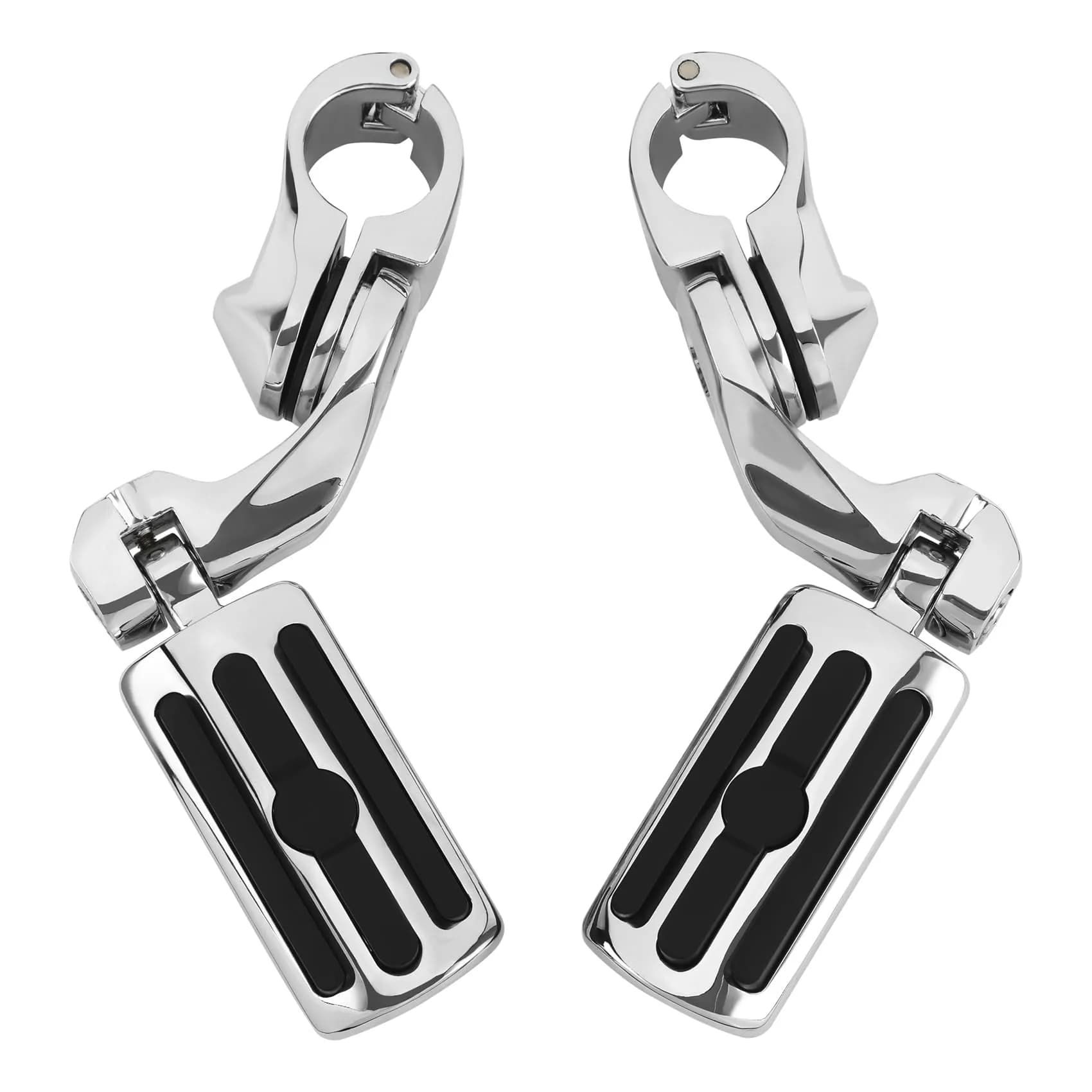 XFMT Motorcycle Highway Pegs 1.25" Short Angled Footrest for Harley Touring/Softail/Sportster/Dyna with 1 1/4" Engine Guard, Chrome