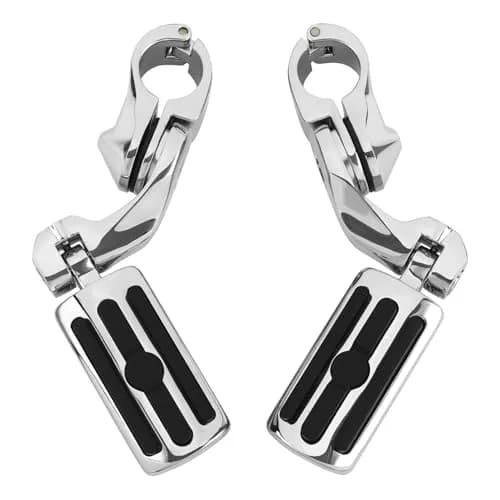 XFMT Motorcycle Highway Pegs 1.25" Short Angled Footrest for Harley Touring/Softail/Sportster/Dyna with 1 1/4" Engine Guard, Chrome thumbnail 1