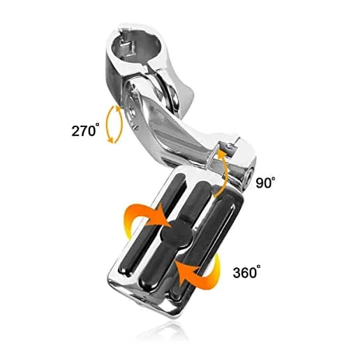 XFMT Motorcycle Highway Pegs 1.25" Short Angled Footrest for Harley Touring/Softail/Sportster/Dyna with 1 1/4" Engine Guard, Chrome thumbnail 5