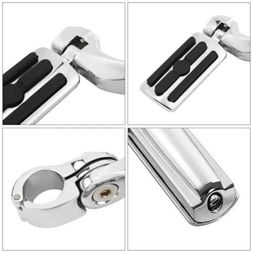 XFMT Motorcycle Highway Pegs 1.25" Short Angled Footrest for Harley Touring/Softail/Sportster/Dyna with 1 1/4" Engine Guard, Chrome thumbnail 8