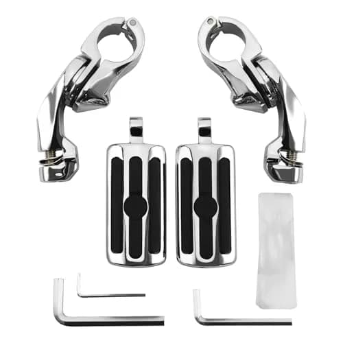 XFMT Motorcycle Highway Pegs 1.25" Short Angled Footrest for Harley Touring/Softail/Sportster/Dyna with 1 1/4" Engine Guard, Chrome thumbnail 2