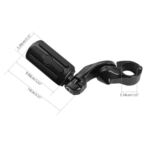 XFMT Black Motorcycle Highway Pegs 1.25" Short Angled Footrest for Harley Davidson with Engine Guard | 1.49 kg (3.28 lb) Pair thumbnail 2