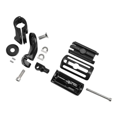 XFMT Black Motorcycle Highway Pegs 1.25" Short Angled Footrest for Harley Davidson with Engine Guard | 1.49 kg (3.28 lb) Pair thumbnail 3