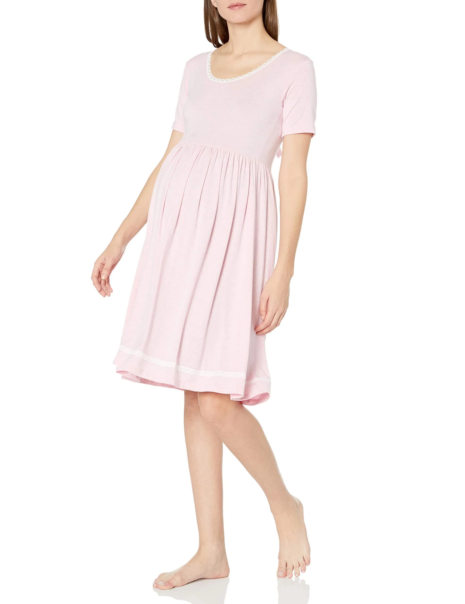 Rosie Pope Women's Short Sleeve Empire Waist Slip, Blush Heather, Large | Fashionable & Comfortable — Blush Heather