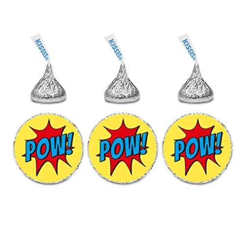 Andaz Press Chocolate Drop Labels Stickers 216-Pack | Superhero Pow! for Kisses Party Favors thumbnail 1