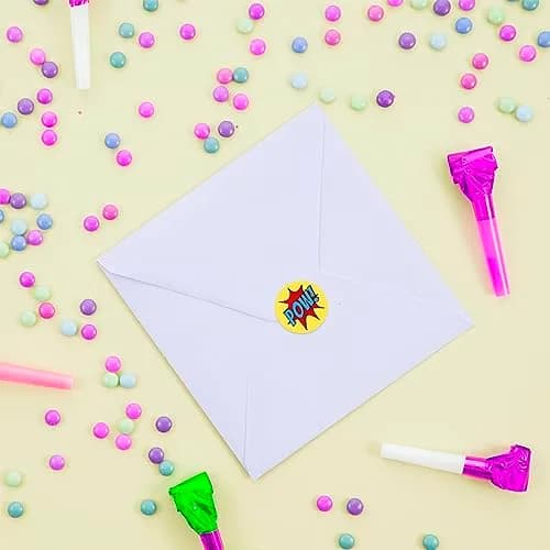 Andaz Press Chocolate Drop Labels Stickers 216-Pack | Superhero Pow! for Kisses Party Favors thumbnail 4