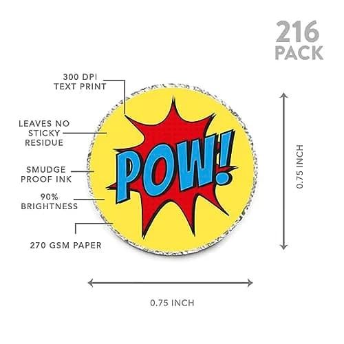 Andaz Press Chocolate Drop Labels Stickers 216-Pack | Superhero Pow! for Kisses Party Favors thumbnail 5