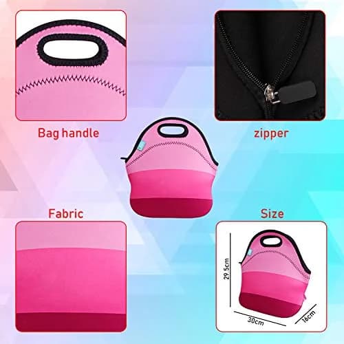Ofeily Neoprene Lunch Tote Bag 10L (0.35 cu ft) | Insulated, Waterproof, Zippered Lunch Bag for Adults thumbnail 2