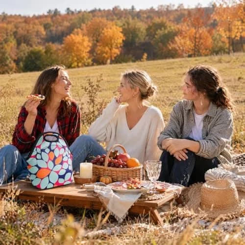 Ofeily Leaf Pattern Insulated Lunch Tote Bag 10L (0.35 cu ft) | Waterproof Neoprene Lunch Bag for Adults thumbnail 4