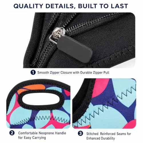 Ofeily Leaf Pattern Insulated Lunch Tote Bag 10L (0.35 cu ft) | Waterproof Neoprene Lunch Bag for Adults thumbnail 7