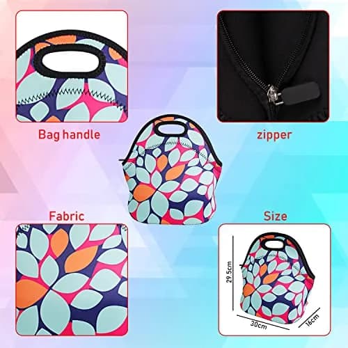 Ofeily Leaf Pattern Insulated Lunch Tote Bag 10L (0.35 cu ft) | Waterproof Neoprene Lunch Bag for Adults thumbnail 8